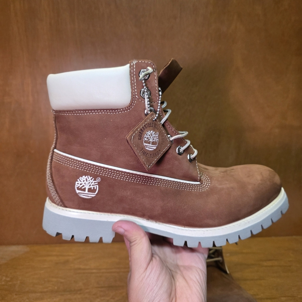 VINTAGE MADE IN USA TIMBERLAND BOOTS 6" PREMIUM AMERICAN CRAFT 11 Cinnamon Cream - Picture 6 of 15